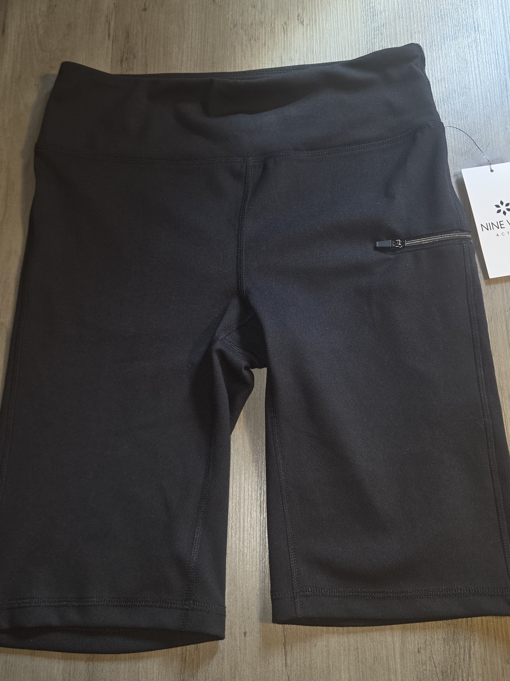 Nine West Black Athletic Bike Shorts with Zip Pocket